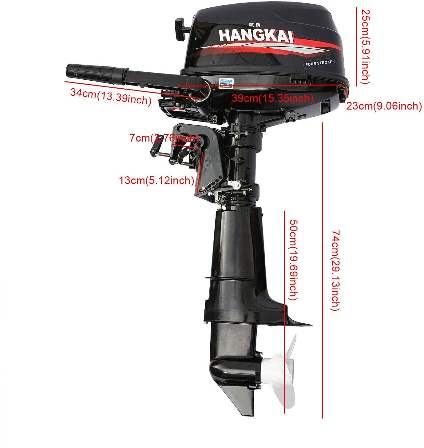 TFCFL 4-Stroke Boat Motor Heavy Duty 6.5HP Outboard Motor Boat Engine with Air Cooling System,Inflatable Fishing Boat Engine Short Shaft 123CC,5000-6000r/min