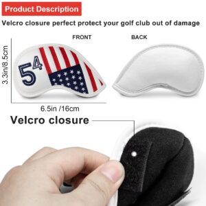 Golf Iron Head Covers Set 10pcs/Set Iron Headcover Golf Iron Club Cover USA American Flag for PXG0311 (54°(1pc))