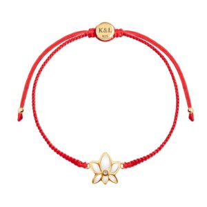 karma and luck red string bracelet for women with 925 sterling silver lotus charm for spiritual power, handmade in bali, adjustable size 6"-9"