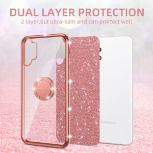 nancheng for T-Mobile Revvl 5G Phone Case (6.5-inch) with Ring Kickstand Girls Women Cute Glitter Soft TPU Shockproof Protective Cover for TCL Revvl 5G - Rose Gold