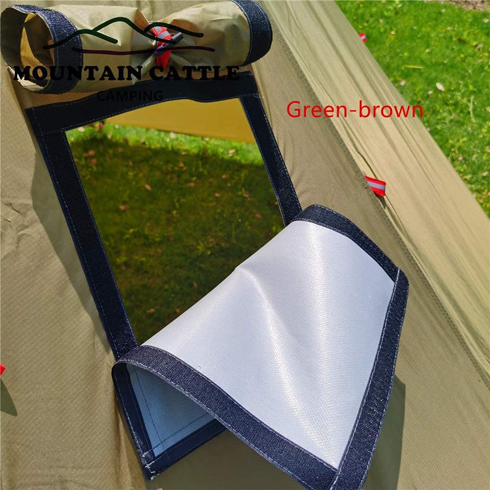 Genma0 Ultralight 2 Person Tipi Hot Tent with Fire Retardant Stove Jack for Flue Pipes with 2 Doors Brown Green (Brown-Green)