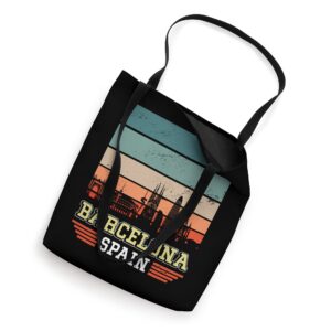 Barcelona Spain Retro Vintage Sunset Skyline Barcelona Tote Bag