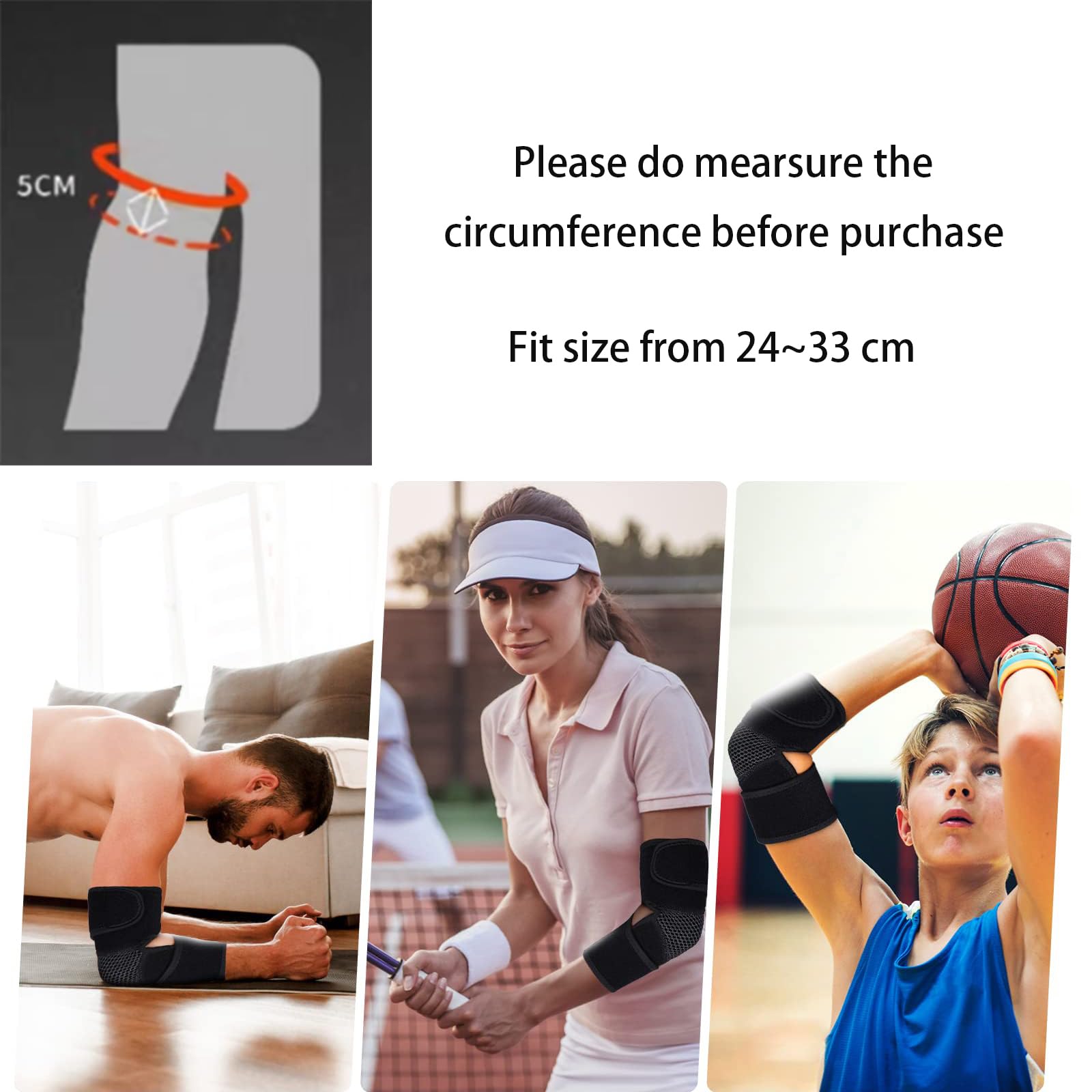 Diyukk Adjustable Elbow Brace - for Tendonitis and Tennis Elbow-Elbow Sleeve Weightlifting-Elbow Support Brace for Left & Right Arm - Arm Brace for Bursitis