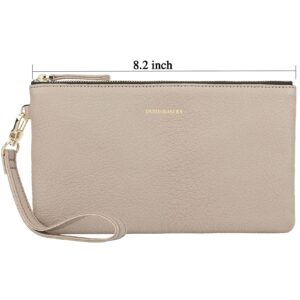 DORIS&JACKY Goatskin Leather Wristlet Clutch Wallet Cute Small Pouch Bag With Strap (Goatskin-grey, 4-grey)