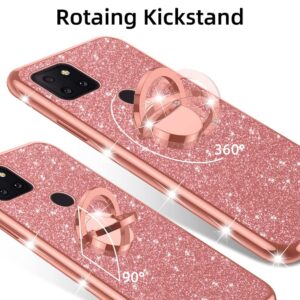 nancheng for T-Mobile Revvl 5G Phone Case (6.5-inch) with Ring Kickstand Girls Women Cute Glitter Soft TPU Shockproof Protective Cover for TCL Revvl 5G - Rose Gold