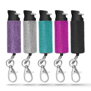 guard dog security bling it on pepper spray, keychain with safety twist top, mini and easy carry, lightweight and fashionable, maximum police strength oc spray, 16 feet range, 0.5 fl oz