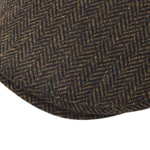 STARANCE Men's Flat Cap Wool Tweed Driving Cap Irish Newsboy Hat (Herringbone Coffee)