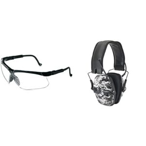 howard leight by honeywell genesis sharp-shooter shooting glasses, clear lens (r-03570) r-02531 by honeywell impact sport sound amplification electronic shooting earmuff, smoke