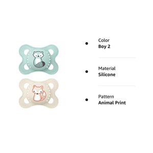 MAM Original Matte Baby Pacifier, Nipple Shape Helps Promote Healthy Oral Development, Sterilizer Case, Boy, 0-6 (Pack of 2)