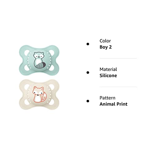 MAM Original Matte Baby Pacifier, Nipple Shape Helps Promote Healthy Oral Development, Sterilizer Case, Boy, 0-6 (Pack of 2)