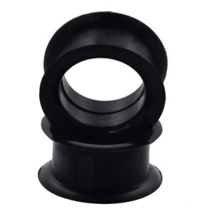 pair 3/4" (19mm) black silicone eyelet tunnels double flare gauges thin soft flexible flesh plugs (2pcs)