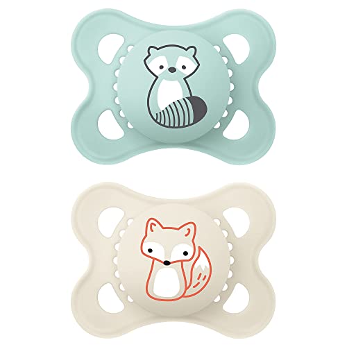 MAM Original Matte Baby Pacifier, Nipple Shape Helps Promote Healthy Oral Development, Sterilizer Case, Boy, 0-6 (Pack of 2)