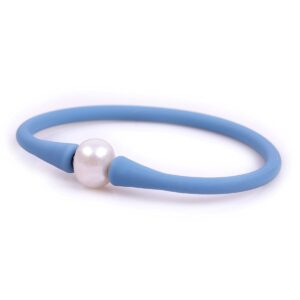 gem-inside big 11mm real pearl bridesmaid blue mood stackable silicone rubber stretch freshwater cultured pearl jewelry bracelets for women 7"