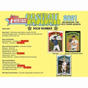 2021 Topps Heritage High Number Baseball Hobby Box (24 Packs/9 Cards:1 Auto/Relic)