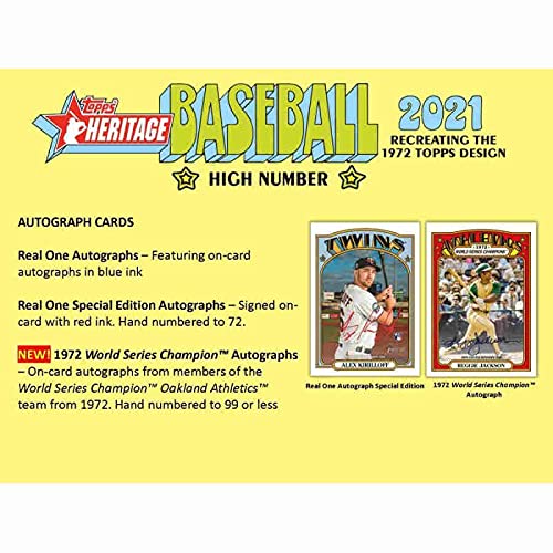 2021 Topps Heritage High Number Baseball Hobby Box (24 Packs/9 Cards:1 Auto/Relic)