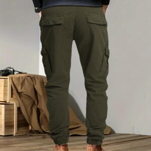 OUTSON Cargo Pants for Men Hiking with Pockets Slim Fit Stretch Work Ripstop Joggers Tactical Pant Construction Pants Green