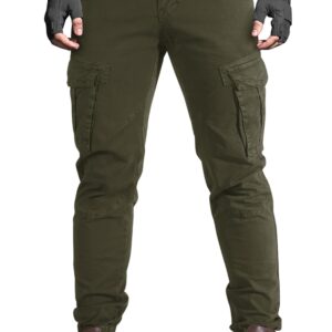 OUTSON Cargo Pants for Men Hiking with Pockets Slim Fit Stretch Work Ripstop Joggers Tactical Pant Construction Pants Green