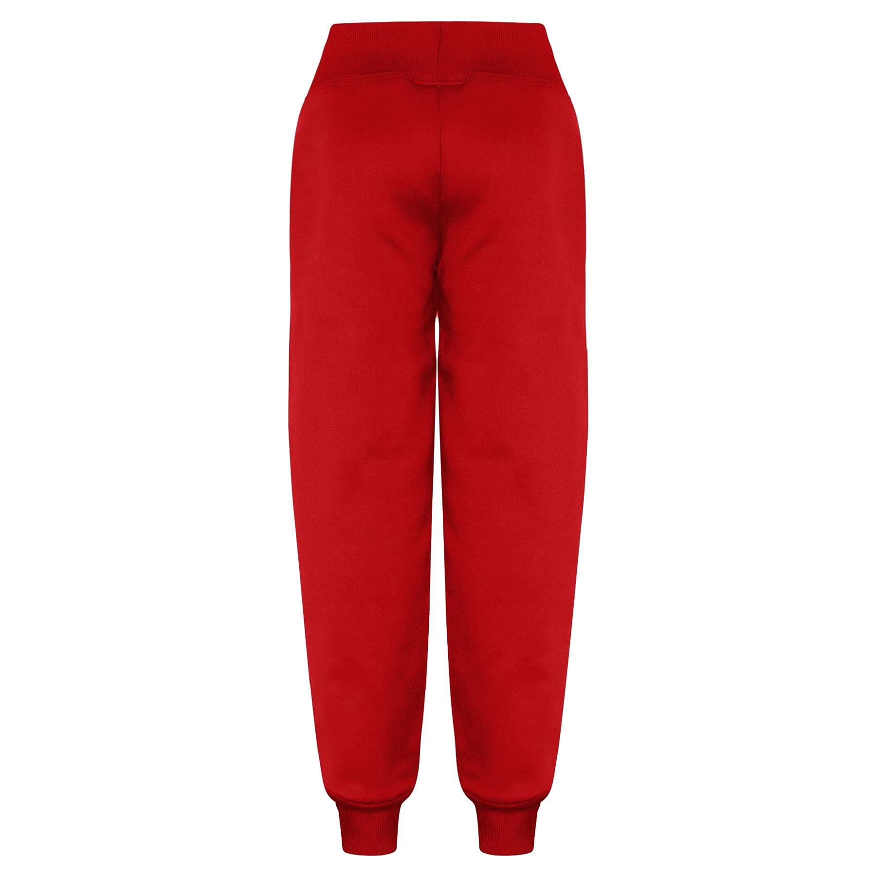 Kids Plain Tracksuit Cuffed Hoodie Red Sweatpants Casual Fashion Girls Boys