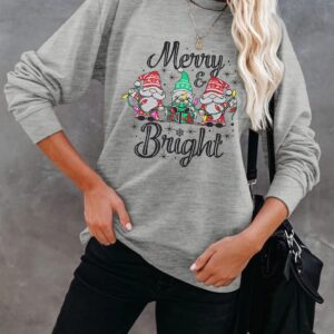 KIMSOONG Christmas Sweatshirts for Women Believe Sweatshirt Funny Christmas Sweaters Lightweight Blouse Xmas Hat Holiday Tops