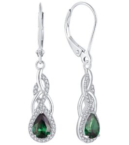 yl celtic knot earrings 925 sterling silver twist dangle drop earring created emerald infinity leverback jewelry for women