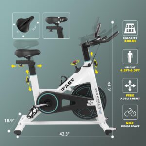 Magnetic Resistance Exercise Bike 330 lbs Weight Capacity Smooth Silent 40LB Heavy Flywheel Indoor Cycling Stationary Bike with LCD Monitor for Home Gym Cardio Workout