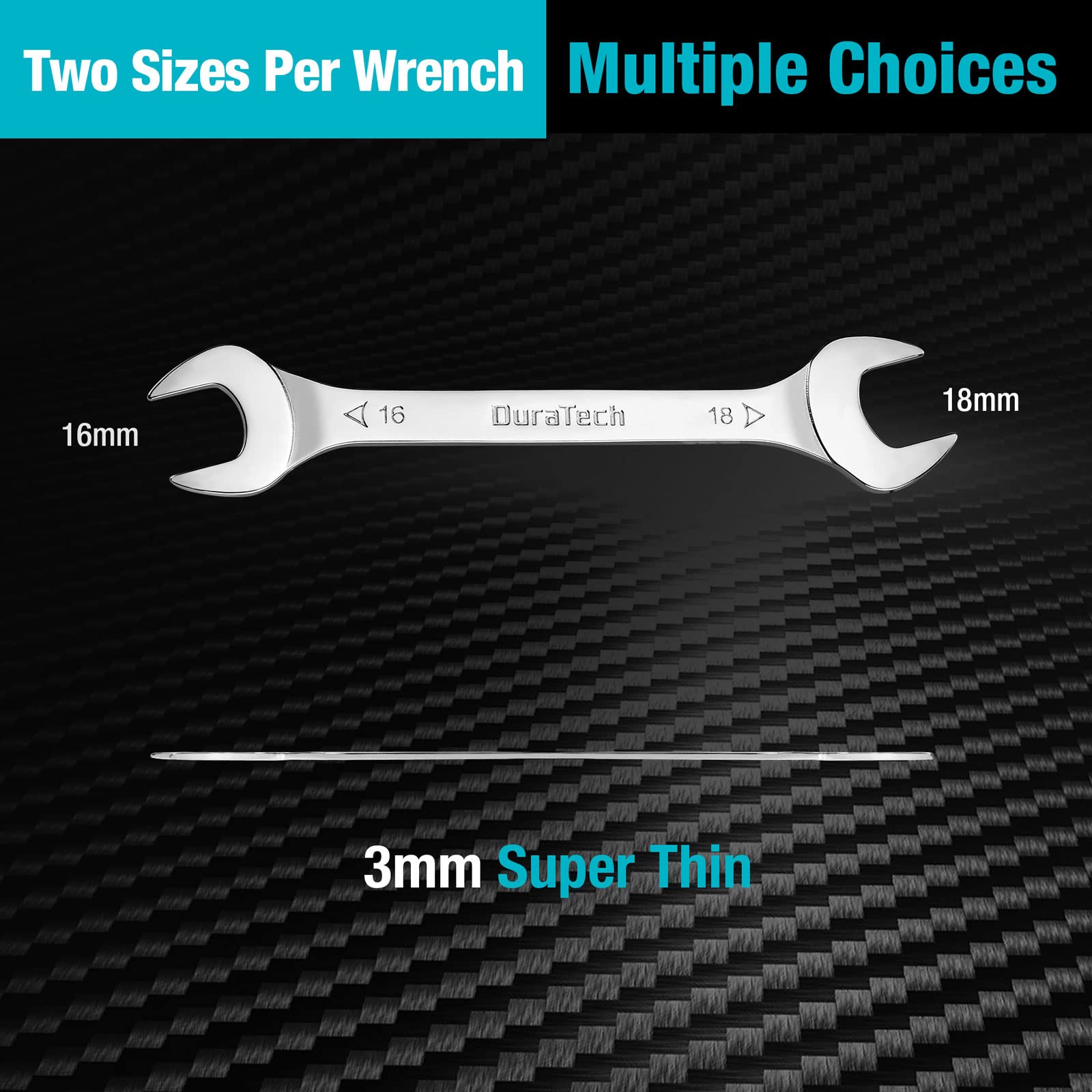 DURATECH 16 mm x 18 mm Super-Thin Open End Wrench, Metric