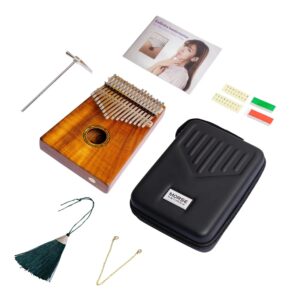 Kalimba 17 keys Thumb Piano with Case,Solid Koa Wood Professional Kalimba Marimba Gift for Kids Adult Beginners Professional