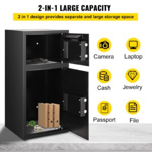 VEVOR Large Double Door Security Safe Box 2.6 Cubic Feet Steel Safe Box Strong Box with Digital Lock for Money Gun Jewelry Black