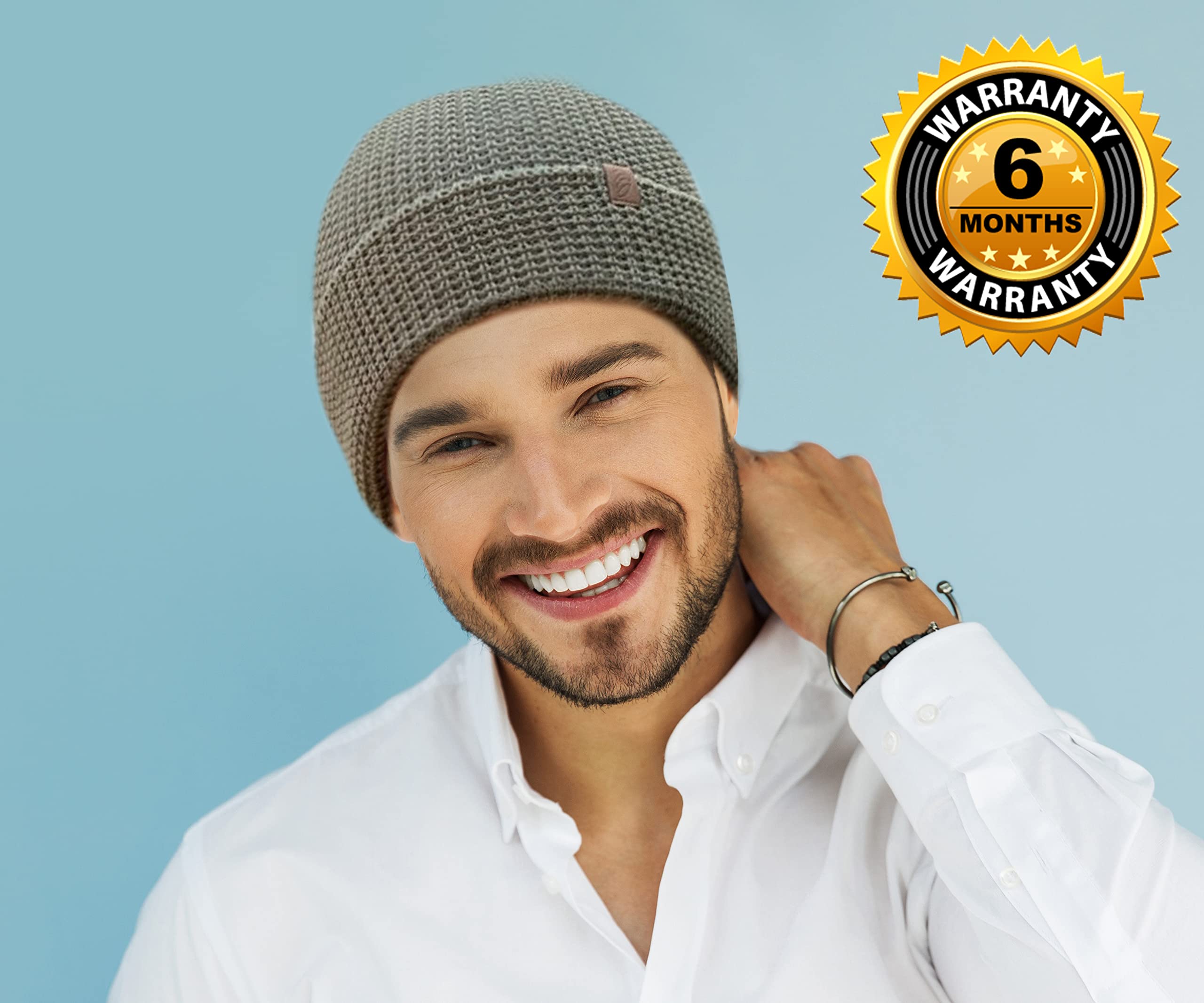 Golden Kocoon® - E-M-F Organic Cotton Beanie with a Bamboo Lyocell Faraday Fabric Liner - Adult Size in Grey -5 g, Cell Towers, Bluetooth, Smart Meters & WiFi- Golden Cocoon Hat Cap