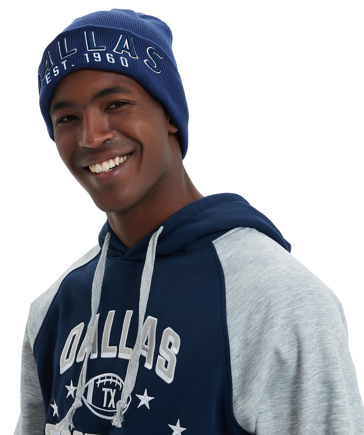 CLORPEAK Dallas Embroidery Classic Cuff Beanie Hat Cuffed Winter Hat Knit Toque Skull Cap - Navy OneSize