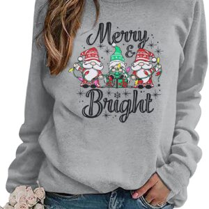 KIMSOONG Christmas Sweatshirts for Women Believe Sweatshirt Funny Christmas Sweaters Lightweight Blouse Xmas Hat Holiday Tops