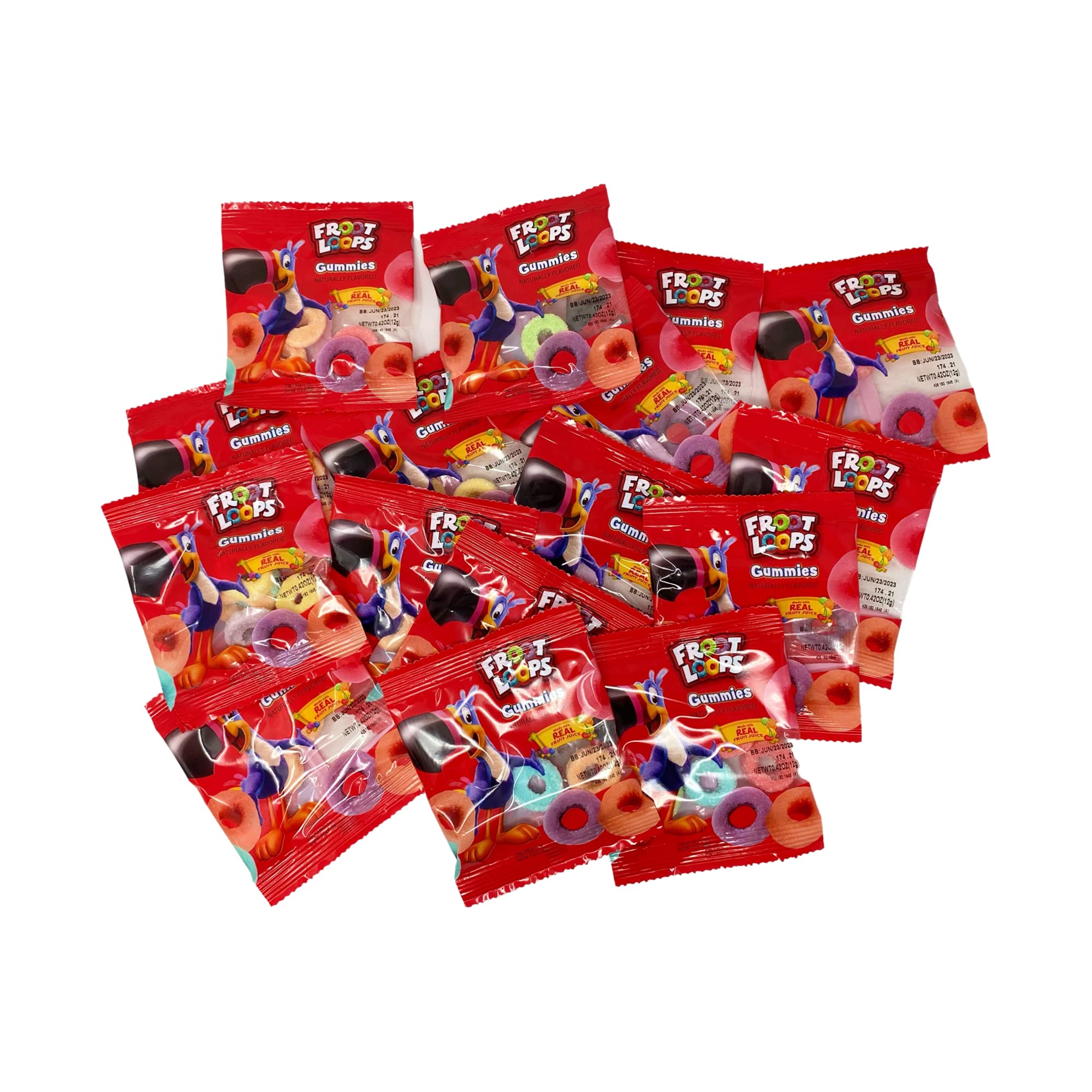 Kelloggs Froot Loops Gummies 16 Individually Wrapped Packs Halloween Trick Or Treat Candy, 16 Count (Pack of 2)