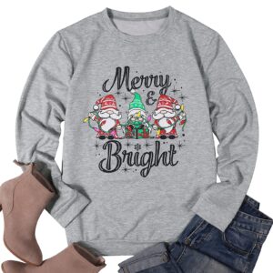 KIMSOONG Christmas Sweatshirts for Women Believe Sweatshirt Funny Christmas Sweaters Lightweight Blouse Xmas Hat Holiday Tops