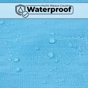 10x12 Heavy Duty Tarp Waterproof - 12 mil Thick Pool Tarp Cover - 10x12 Tarp UV Resistant, Rip & Tear Proof with Metal Grommets – Blue Tarp Multipurpose Use for Camping, Tent, Boat, RV, Car