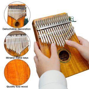 Kalimba 17 keys Thumb Piano with Case,Solid Koa Wood Professional Kalimba Marimba Gift for Kids Adult Beginners Professional