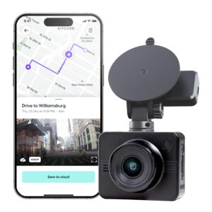 Nexar Beam GPS Dash Cam - 1 Year Nexar App Subscription Included - Unlimited Cloud Storage, Drive Recordings, Parking Mode, Night Vision, All Inside The Nexar App - WiFi HD Front Dash Cam (128 GB SD)