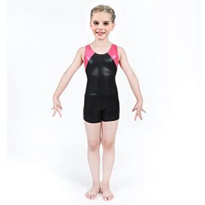 Aosva Children Girls Sparkle Dance Tumbling Athletic Swimming Gymnastics,Sparkle Black 7-8 Years