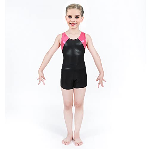 Aosva Children Girls Sparkle Dance Tumbling Athletic Swimming Gymnastics,Sparkle Black 7-8 Years