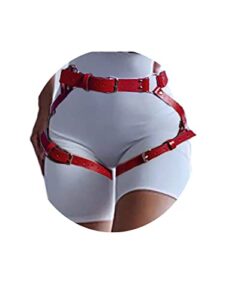 yokawe punk leather waist chain belt body chain garter beach bikini party nightclub body accessories for women and girls (red)