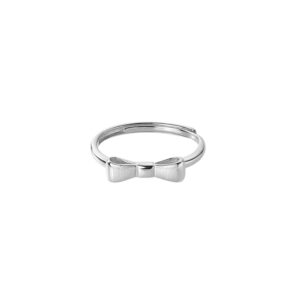 minimalist bow knot open statement rings 925 sterling silver for women adjustable simple promise eternity engagement ring tail finger band toe ring cute jewelry