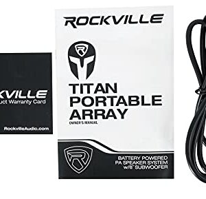 Rockville Titan Portable Array Battery Powered PA DJ Speaker System w/Subwoofer, Black