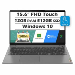 Lenovo IdeaPad 3 Laptop (Latest Model), 15.6” Full HD Touchscreen, Intel Quad-Core i5-1135G7 (Beat i7-1065G7), 12GB DDR4 RAM, 512GB PCIe SSD, Backlit KB, Fingerprint Reader, Windows 10 Home + NLY MP