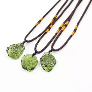 Green Natural Moldavite Meteorite Crystal Woman Man Pendant AAAA 25x15x8mm