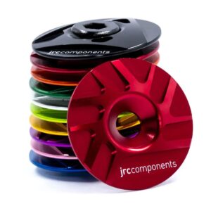 jrc components ahead stem top cap pathway design | lightweight 6061-t6 aluminum top cap | compatible with road, gravel & mountain 1-1/8" threadless steerers (red)