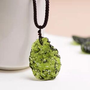 Green Natural Moldavite Meteorite Crystal Woman Man Pendant AAAA 25x15x8mm