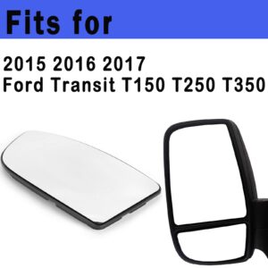 Transit Driver Side Lower Mirror Glass Compatible with 2015 2016 2017 Ford Transit T150 T250 T350 Left Pass Convex Lower Tow Mirror Glass with Rear Holder BK3Z-17K707-B