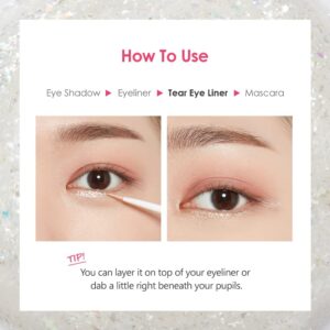 ETUDE Tear Drop Eye Liner #1 White Tear (21AD) | Eyes Makeup | Kbeauty | Liquid Glittering Eye Liner to Make Your Eyes Sparkle