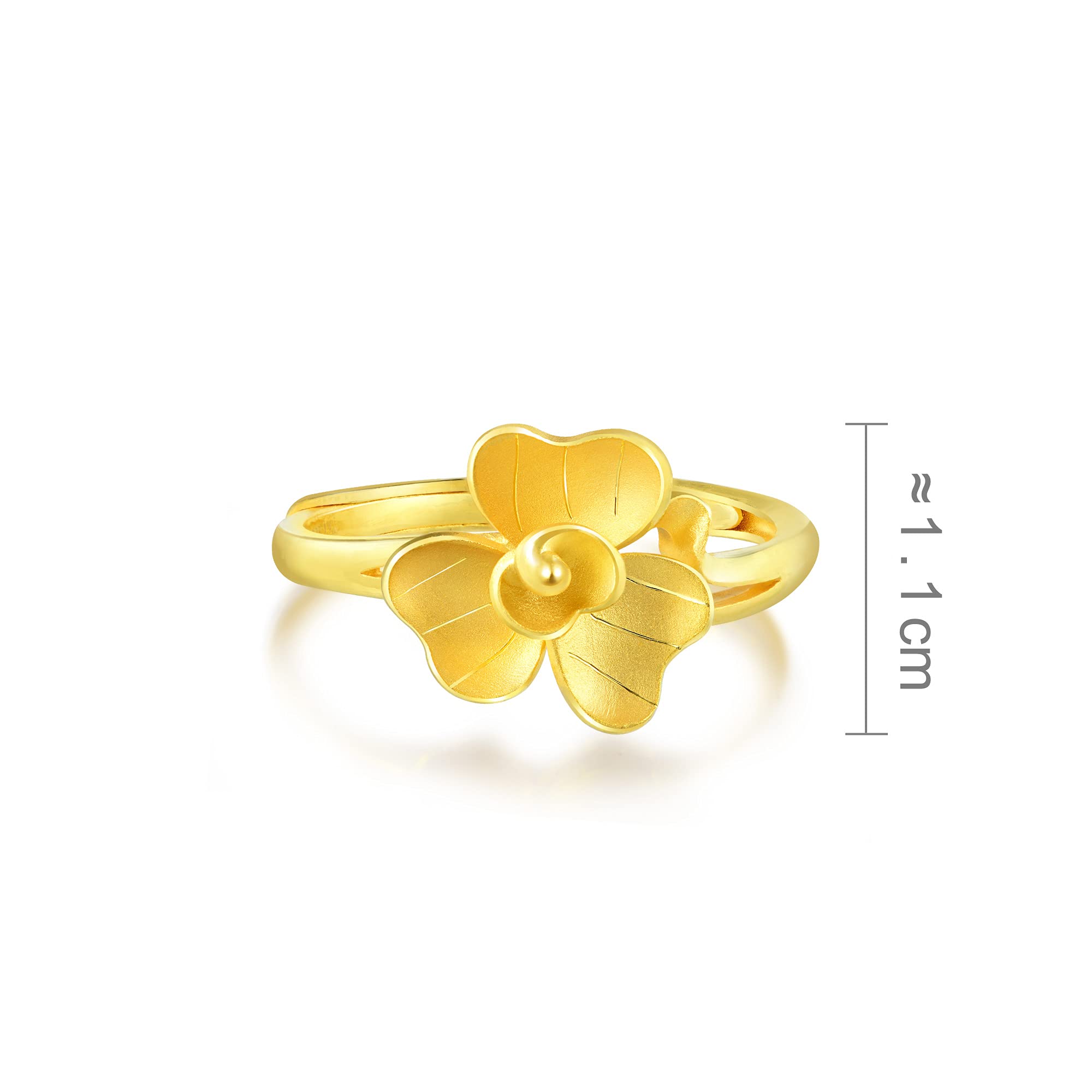 CHOW SANG SANG Chinese Wedding Collection 999.9 24K Gold Price-by-Weight 4g Gold Floral Ring (Adjustable) for Women 90353R