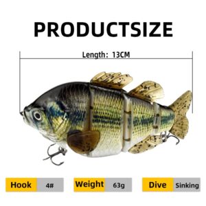 ODS Bass Fishing Lure 4 Segmented Jointed Swimbait Sinking Lure for Fishing Trout Pike Perch Walleye Muskie Shad (Color 896)