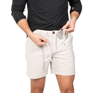 Chubbies Men's Performance Everywear Shorts 6 Inch Inseam, Water Resistant Chino Shorts, Large Khaki